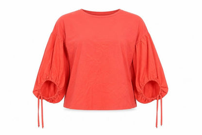 Atmosphere Womens Red Polyester Basic Blouse Size 10 Round Neck