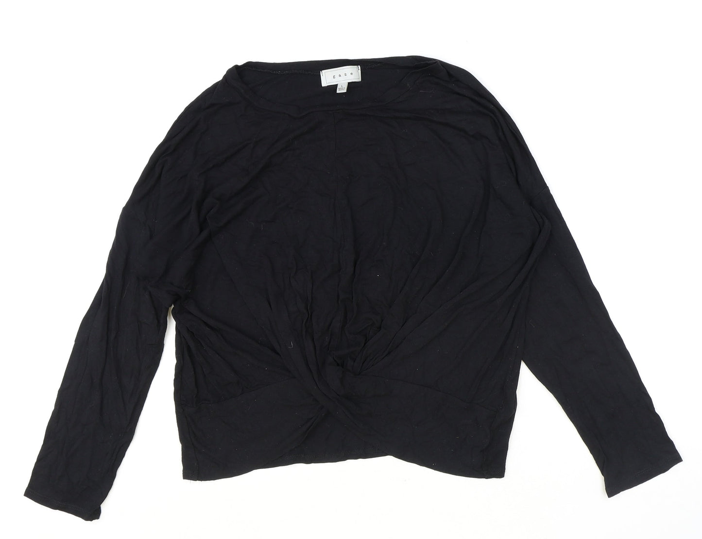 Graze Womens Black Polyester Basic T-Shirt Size L Round Neck
