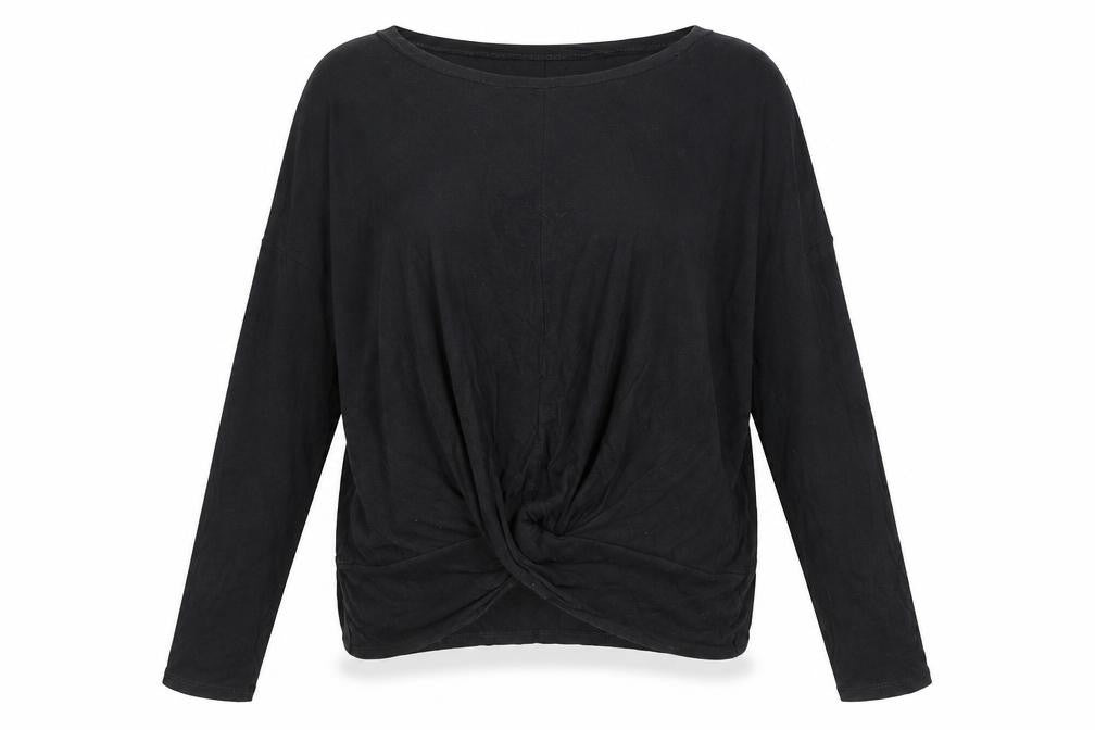 Graze Womens Black Polyester Basic T-Shirt Size L Round Neck