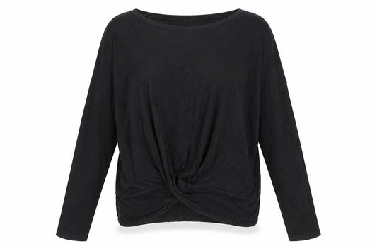 Graze Womens Black Polyester Basic T-Shirt Size L Round Neck