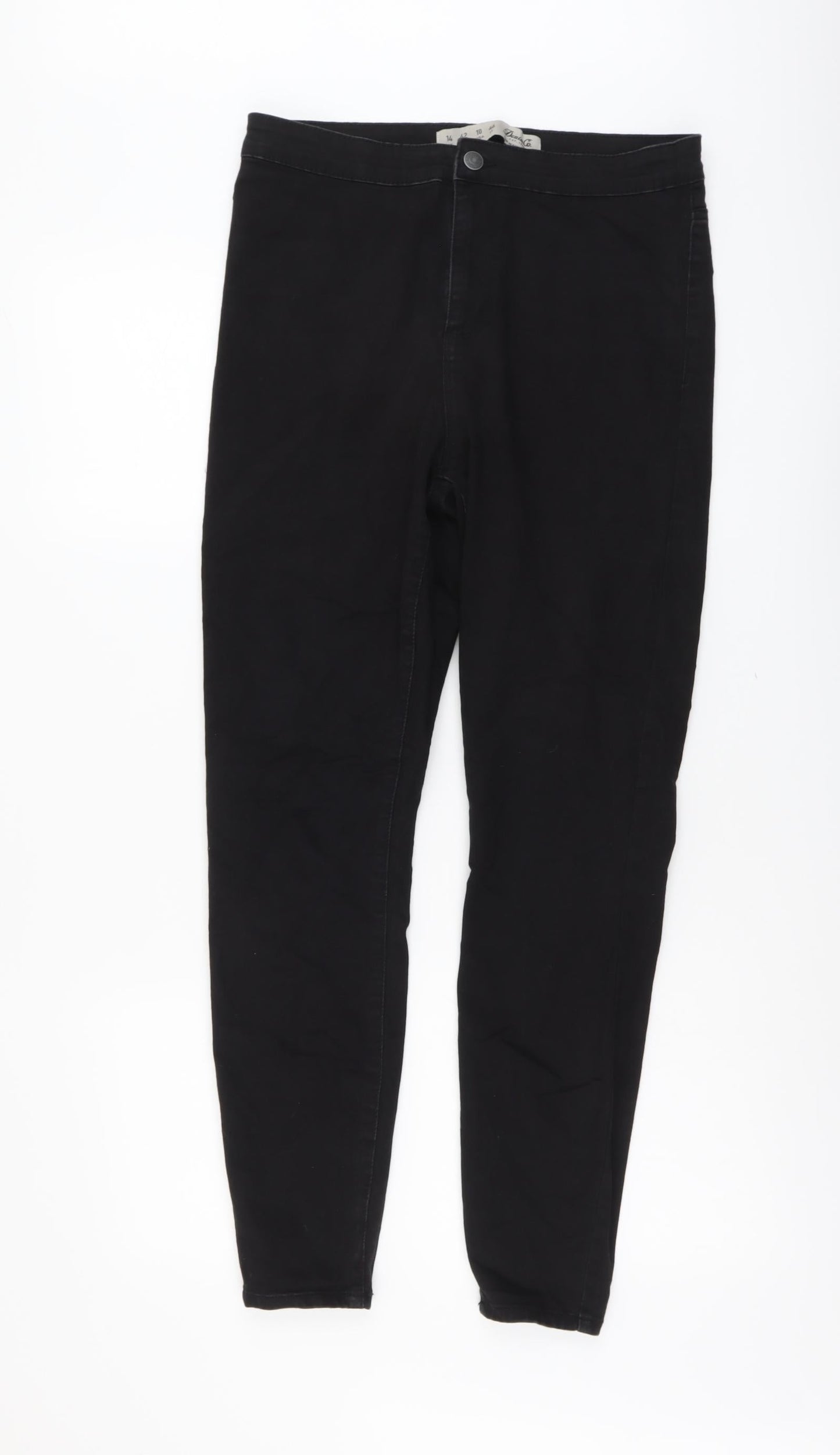 Denim & Co. Womens Black Cotton Skinny Jeans Size 14 L28 in Regular Button