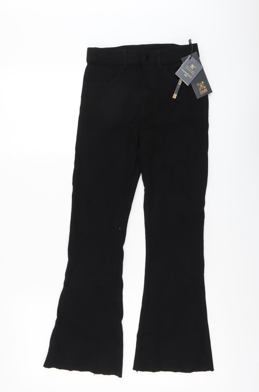 Daxi Womens Black Cotton Flared Jeans Size M L25 in Regular Button