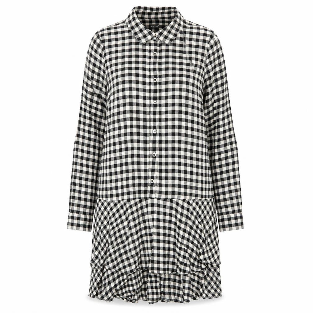 Mint Velvet Womens Black Geometric Cotton Shirt Dress Size 8 Collared Button