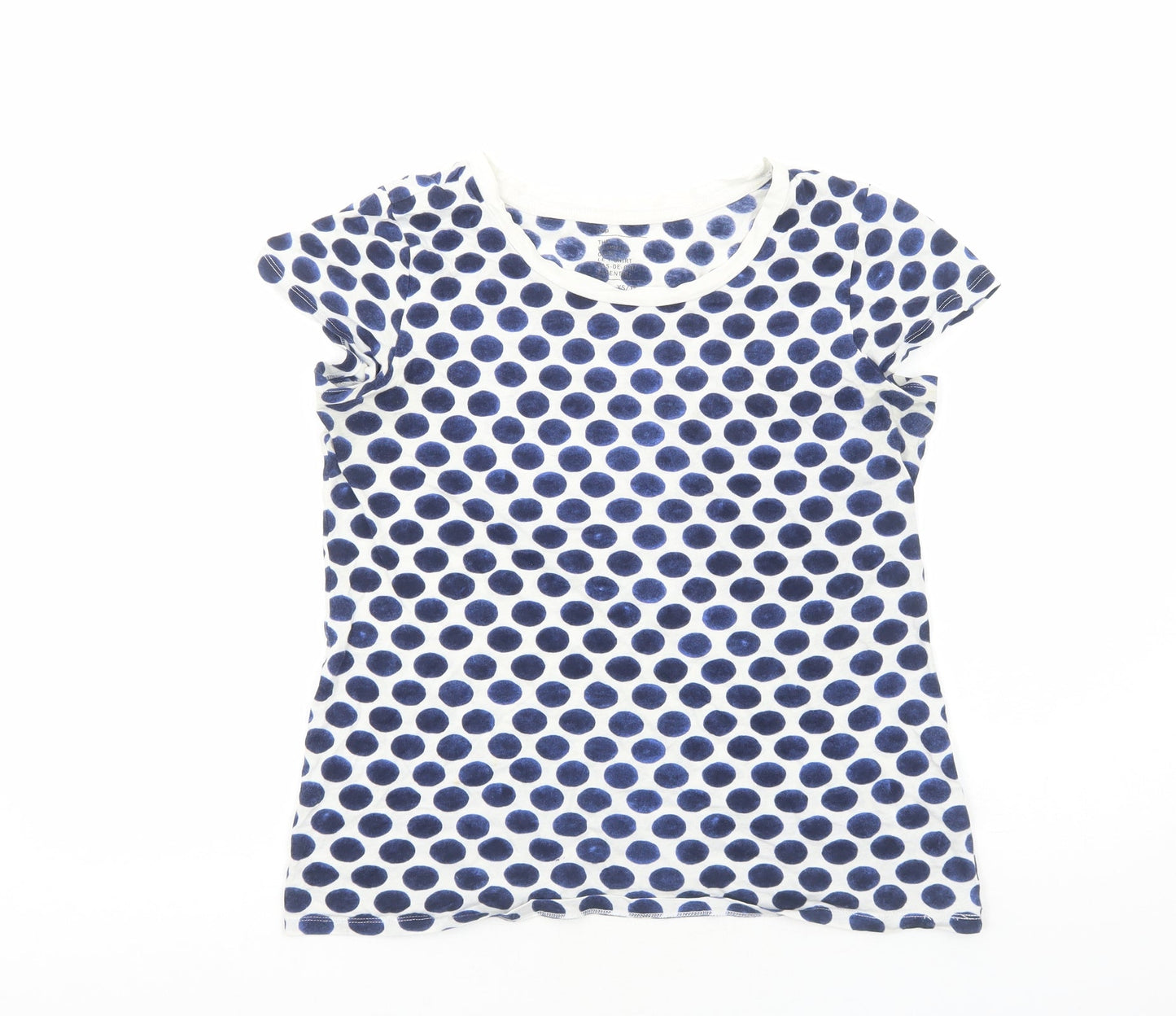 Gap Womens Blue Geometric Cotton Basic T-Shirt Size XS Scoop Neck