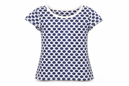Gap Womens Blue Geometric Cotton Basic T-Shirt Size XS Scoop Neck