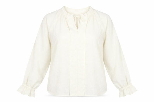 Marks and Spencer Womens Ivory Animal Print Polyester Basic Blouse Size 16 Scoop Neck - Leopard Print Tie Neck