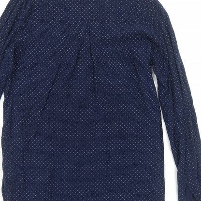 ESPRIT Womens Blue Polka Dot Viscose Basic Blouse Size 10 V-Neck