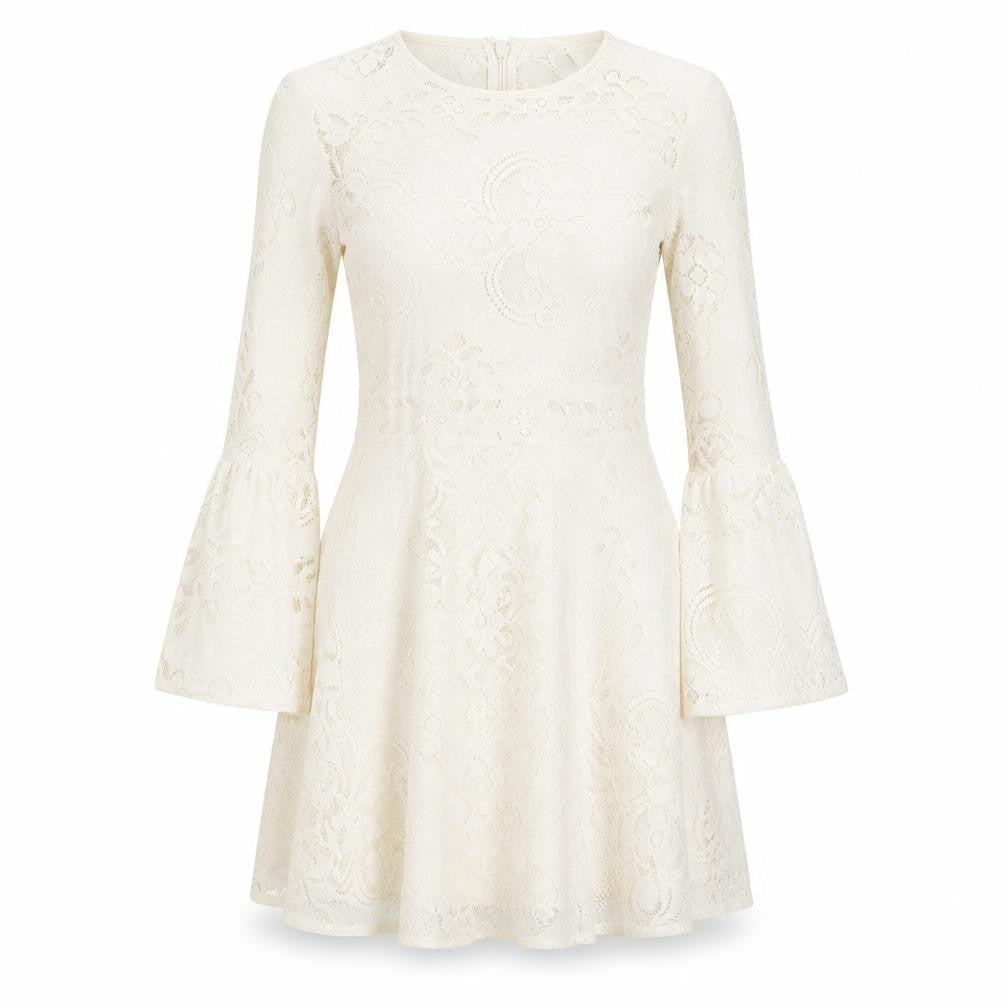 Topshop Womens Ivory Polyester A-Line Size 8 Round Neck Zip