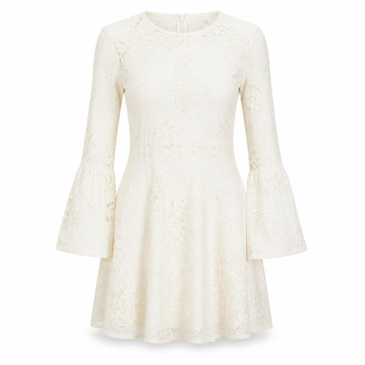 Topshop Womens Ivory Polyester A-Line Size 8 Round Neck Zip