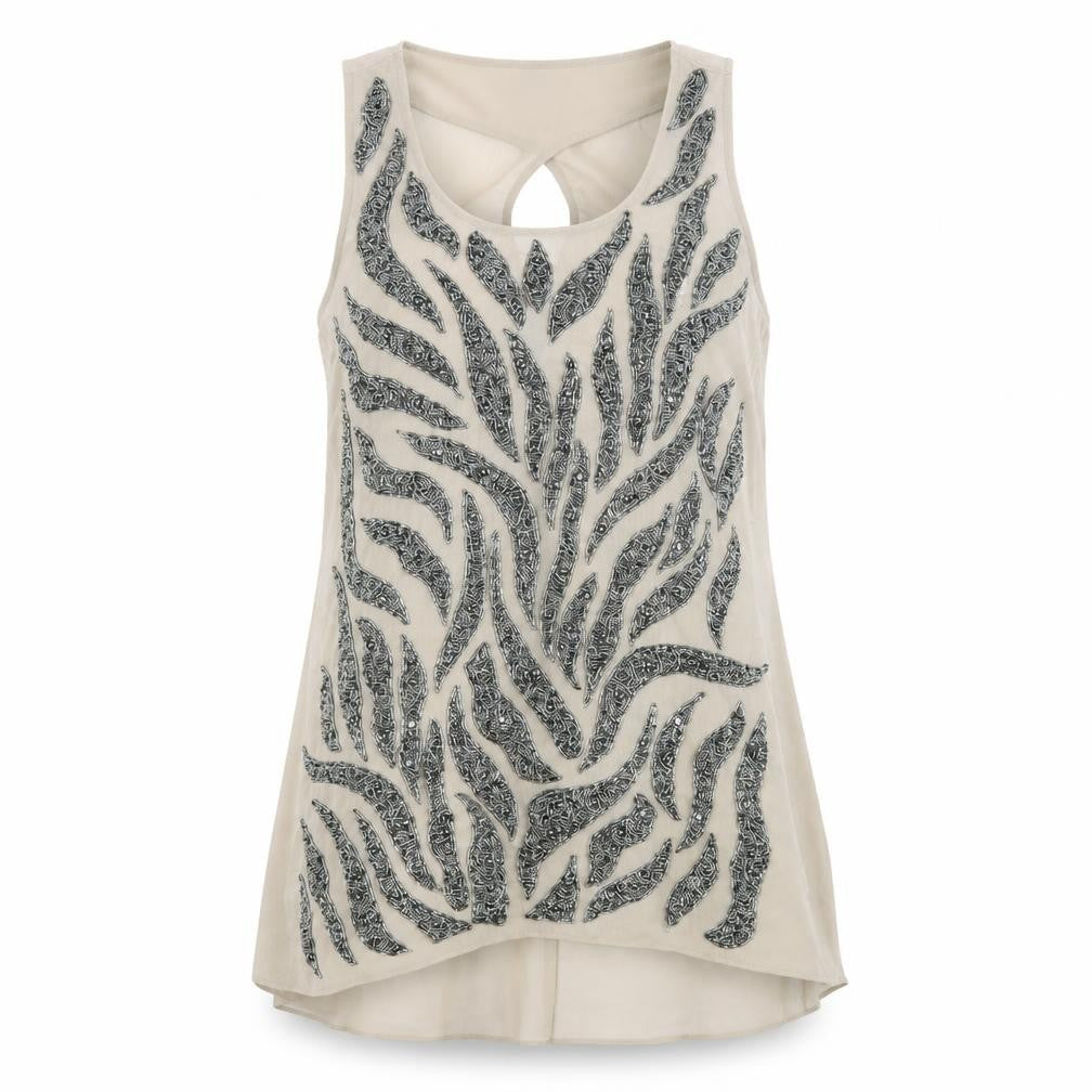 River Island Womens Brown Geometric Polyester Tunic Tank Size 10 Scoop Neck