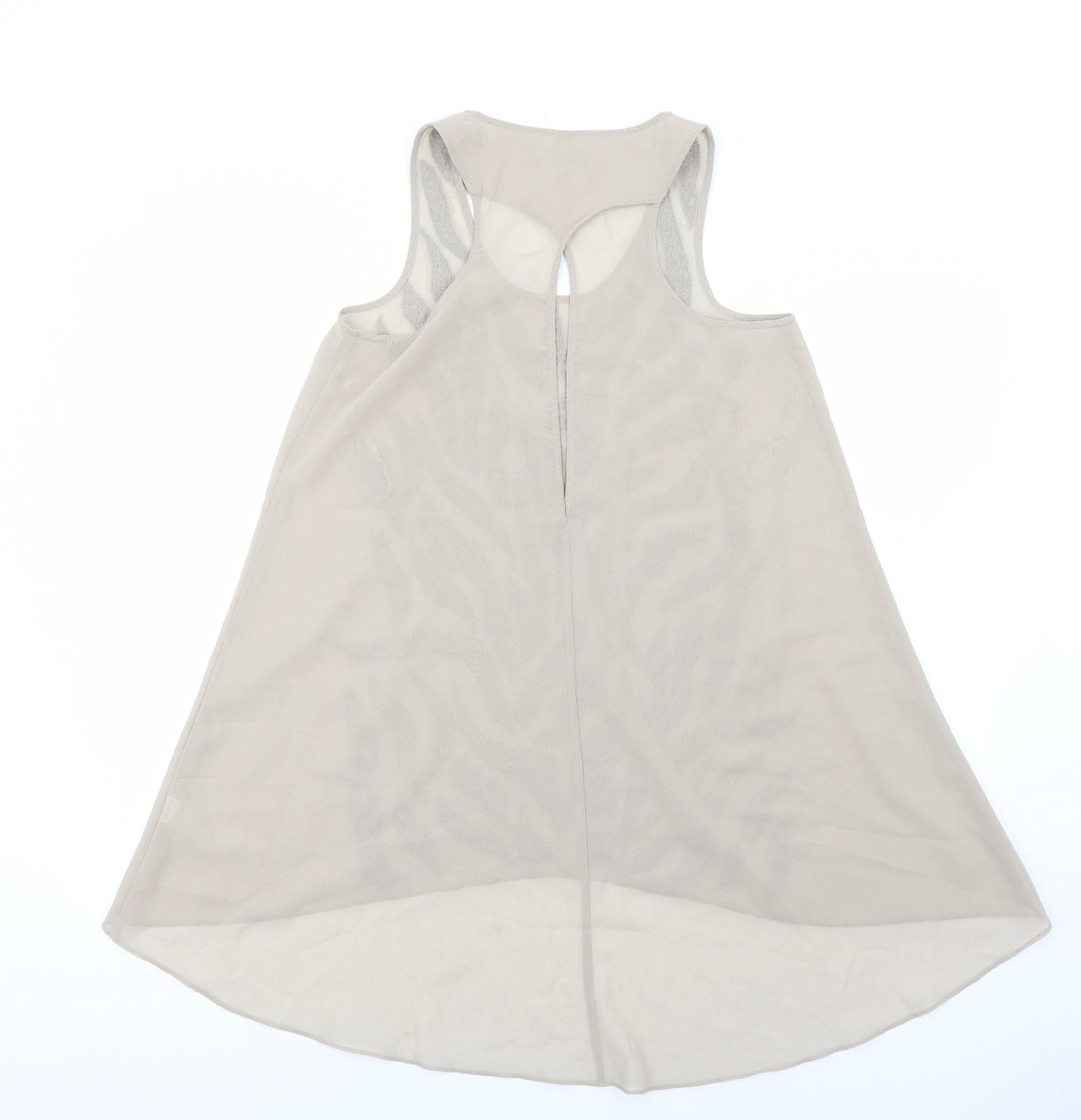 River Island Womens Brown Geometric Polyester Tunic Tank Size 10 Scoop Neck