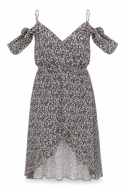 Oasis Womens Multicoloured Geometric Viscose Fit & Flare Size 8 V-Neck Pullover