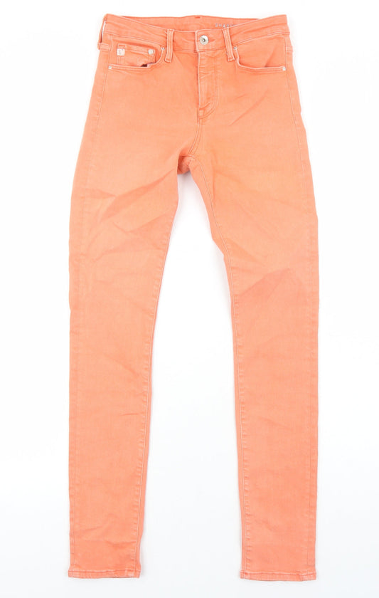 H&M Womens Orange Cotton Skinny Jeans Size 10 Regular Zip