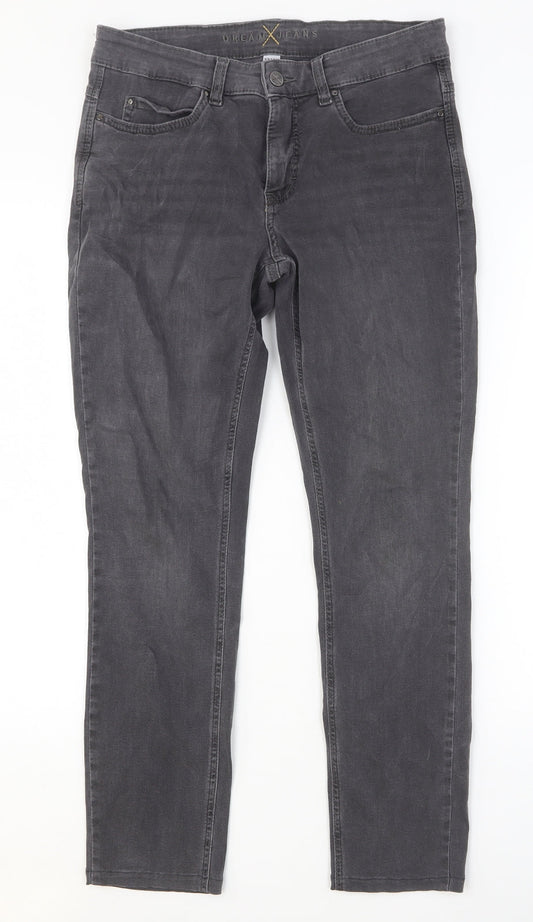 Dream Jeans Womens Grey Cotton Skinny Jeans Size 30 in Regular Button