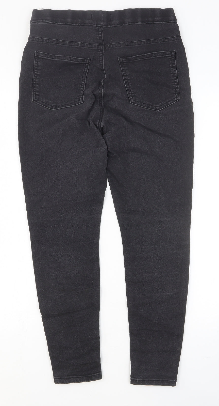 Marks and Spencer Womens Black Cotton Skinny Jeans Size 12 Slim Button