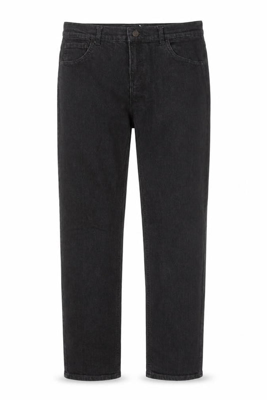 Preworn Mens Black Cotton Straight Jeans Size 30 in Regular Button