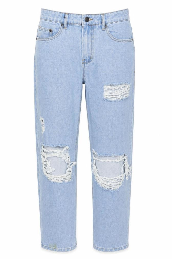 PRETTYLITTLETHING Womens Blue Cotton Straight Jeans Size 8 Regular Zip