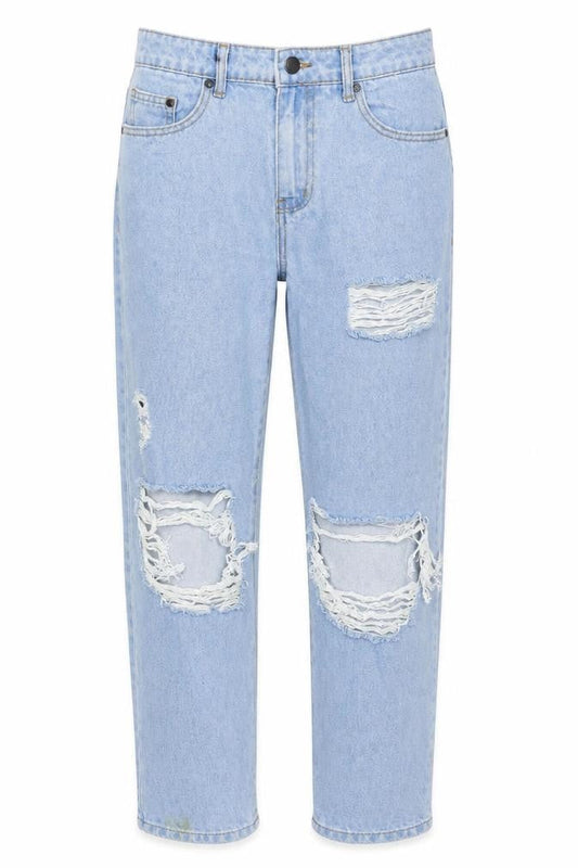 PRETTYLITTLETHING Womens Blue Cotton Straight Jeans Size 8 Regular Zip