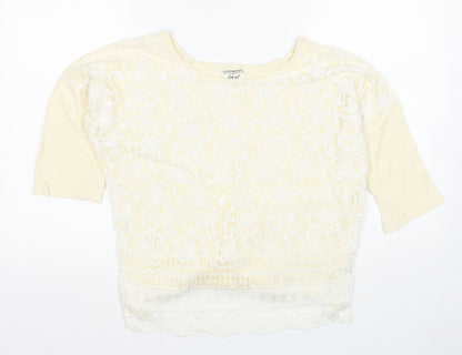 Next Womens Ivory Cotton Basic T-Shirt Size 14 Round Neck