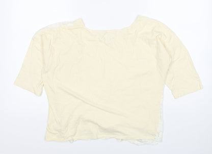 Next Womens Ivory Cotton Basic T-Shirt Size 14 Round Neck