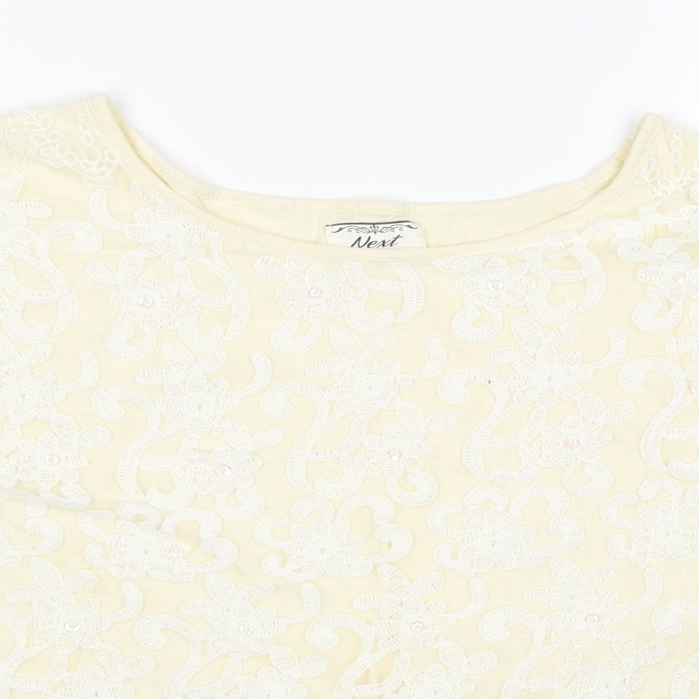 NEXT Womens Ivory Cotton Basic T-Shirt Size 14 Round Neck