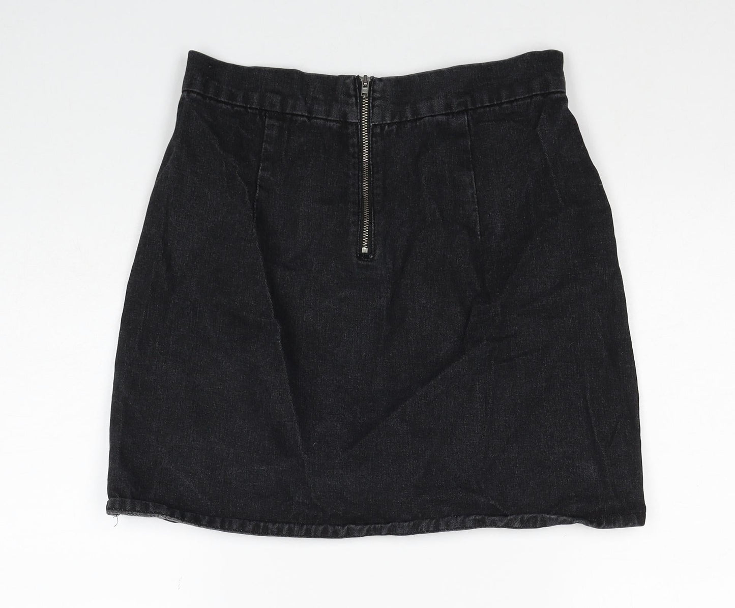 Denim & Co. Womens Black Cotton Straight & Pencil Skirt Size 8 Zip