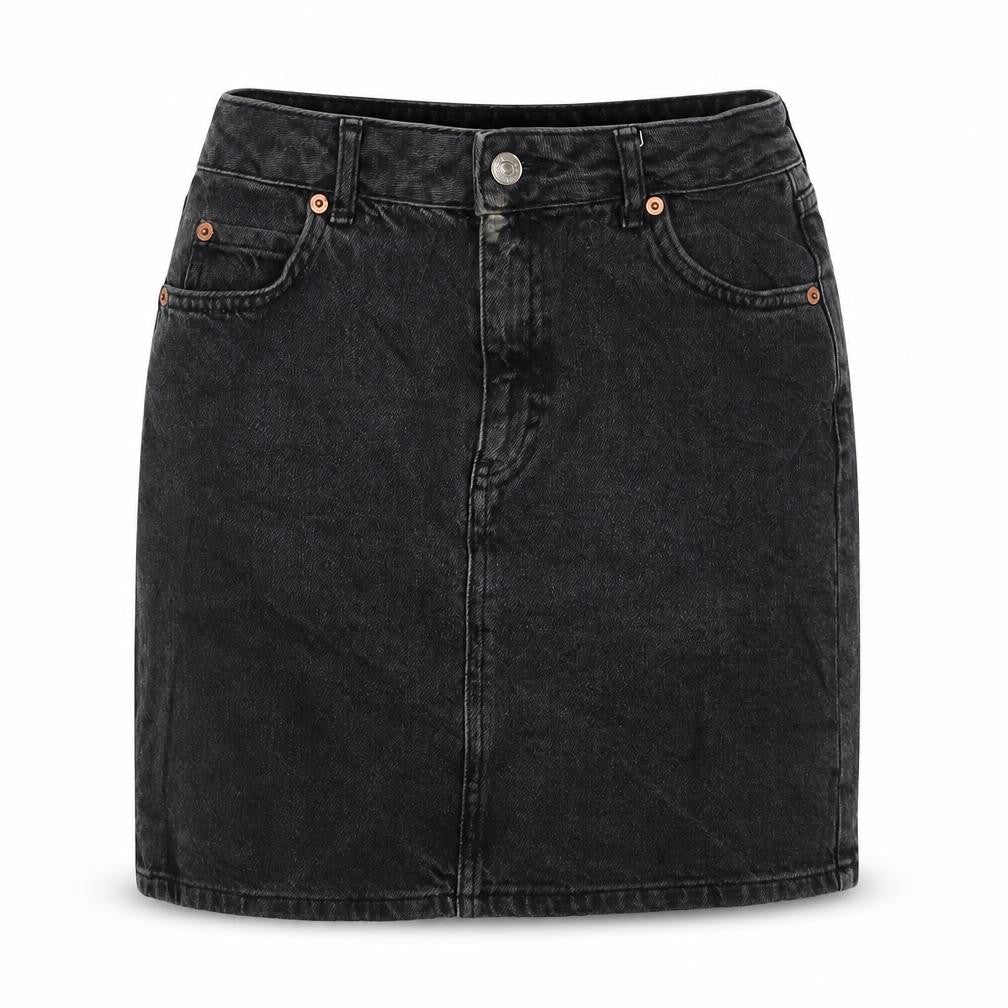 Topshop Womens Black Cotton Straight & Pencil Skirt Size 26 in Zip