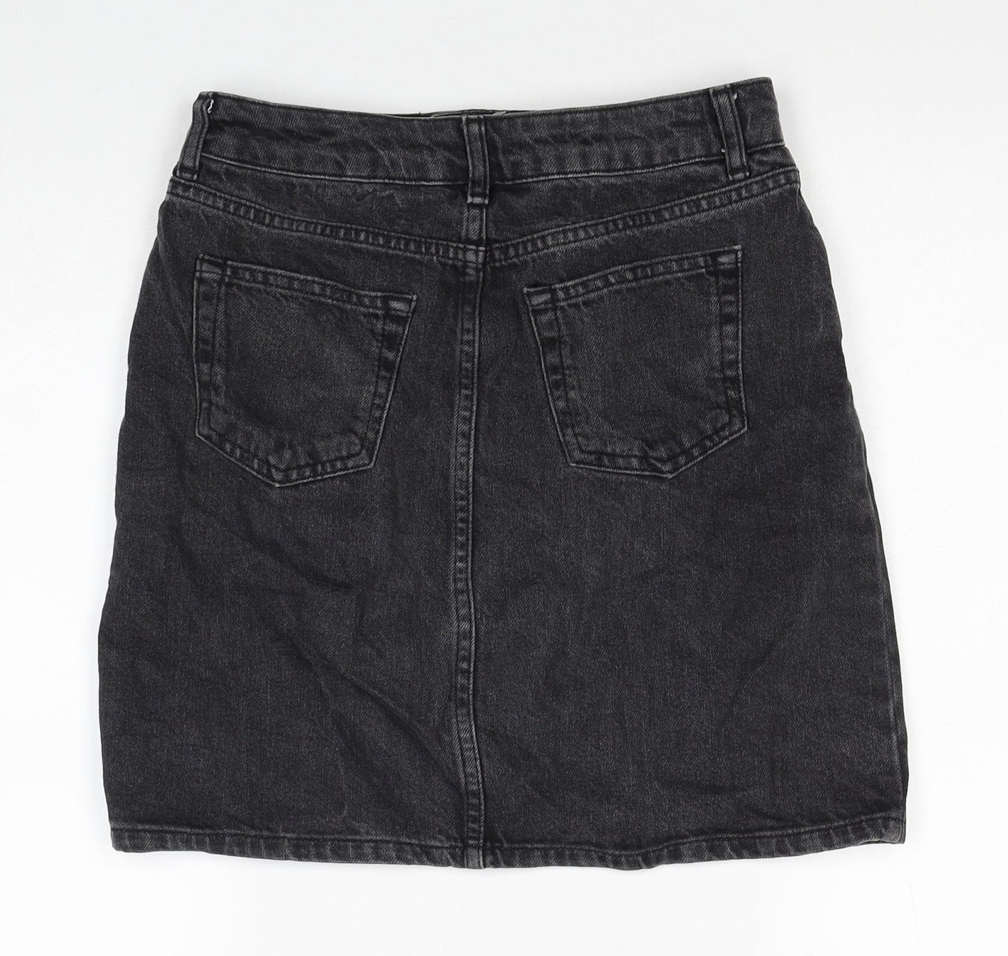 Topshop Womens Black Cotton Straight & Pencil Skirt Size 26 in Zip