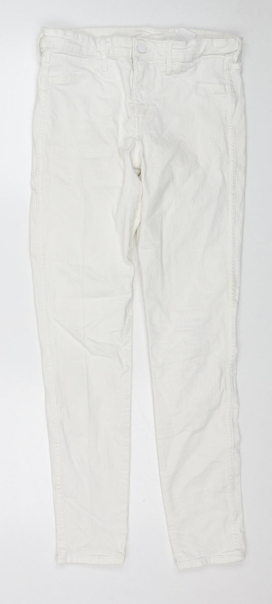 H&M Womens White Cotton Skinny Jeans Size 28 Regular Zip