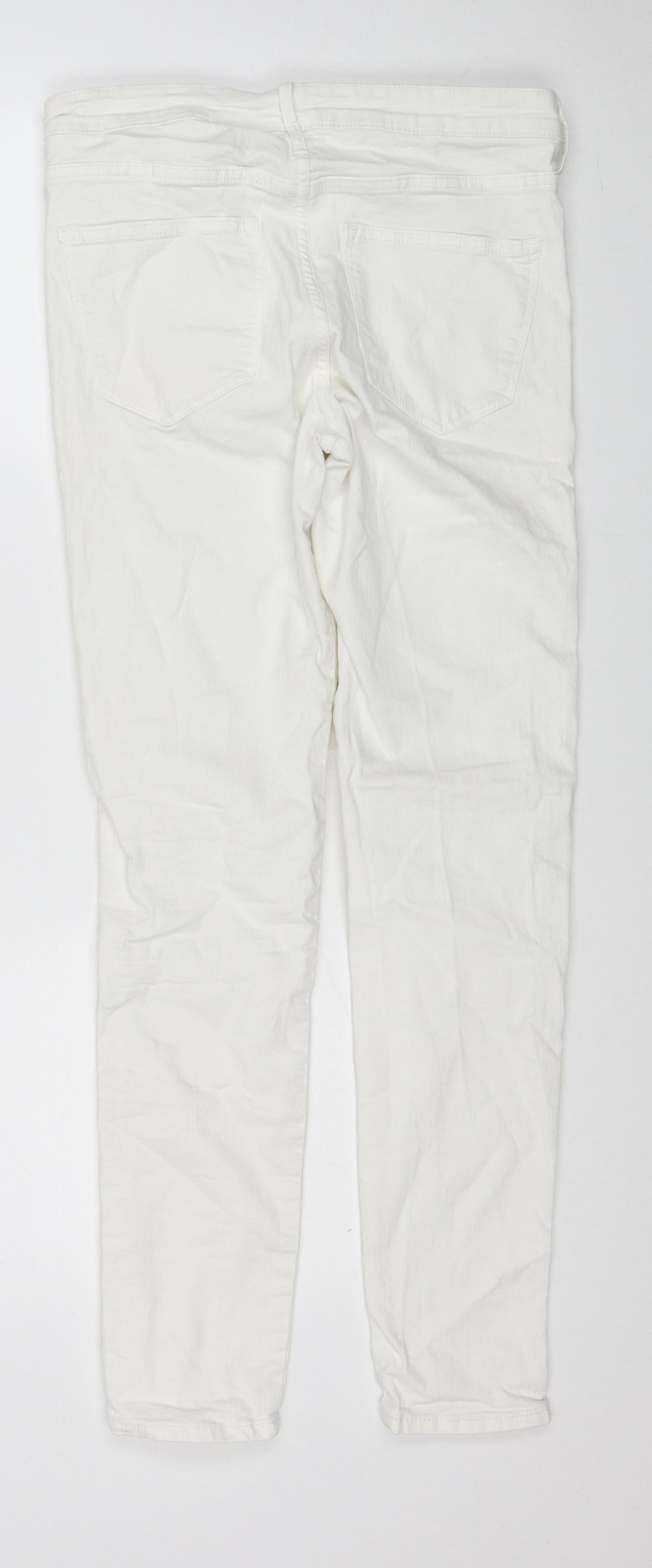 H&M Womens White Cotton Skinny Jeans Size 28 Regular Zip