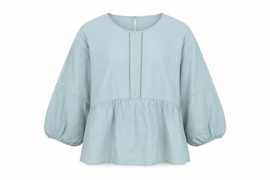 Marks and Spencer Womens Blue Cotton Basic Blouse Size 14 Round Neck