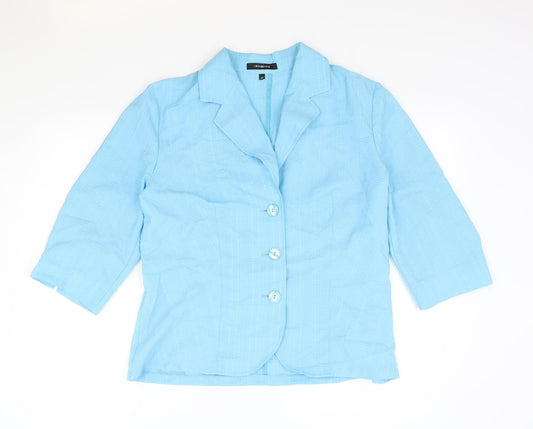 Fabiani Womens Blue Polyester Basic Button-Up Size 14 Collared