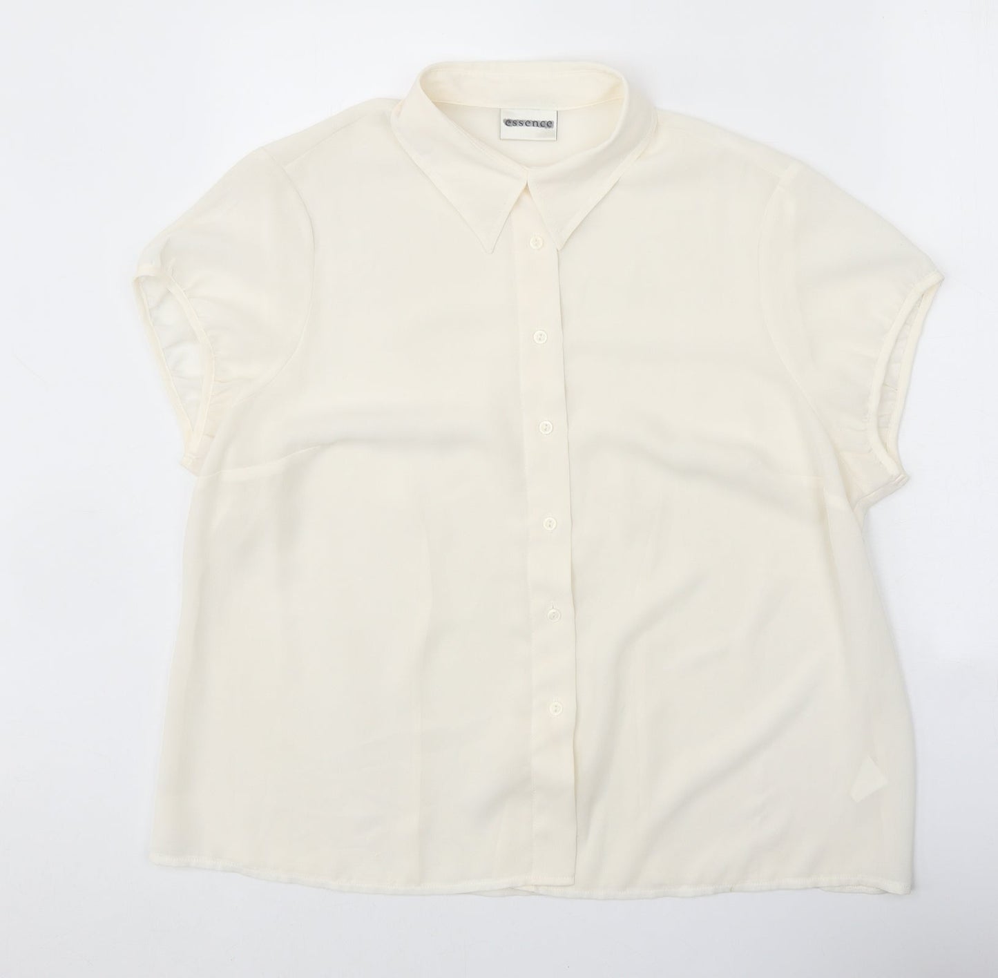 essence Womens White Viscose Basic Button-Up Size 20 Collared
