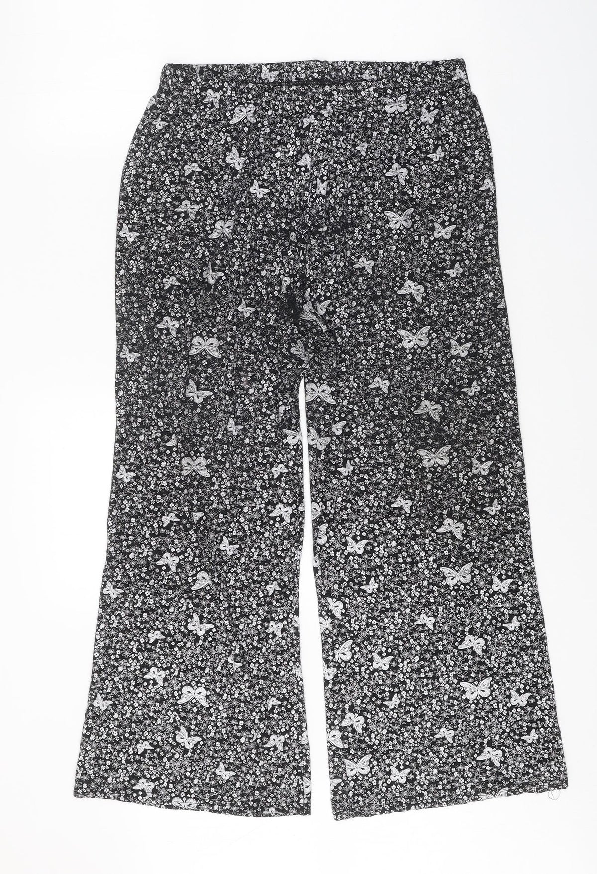 Preworn Womens Black Geometric Viscose Trousers Size 29 Regular - Butterfly