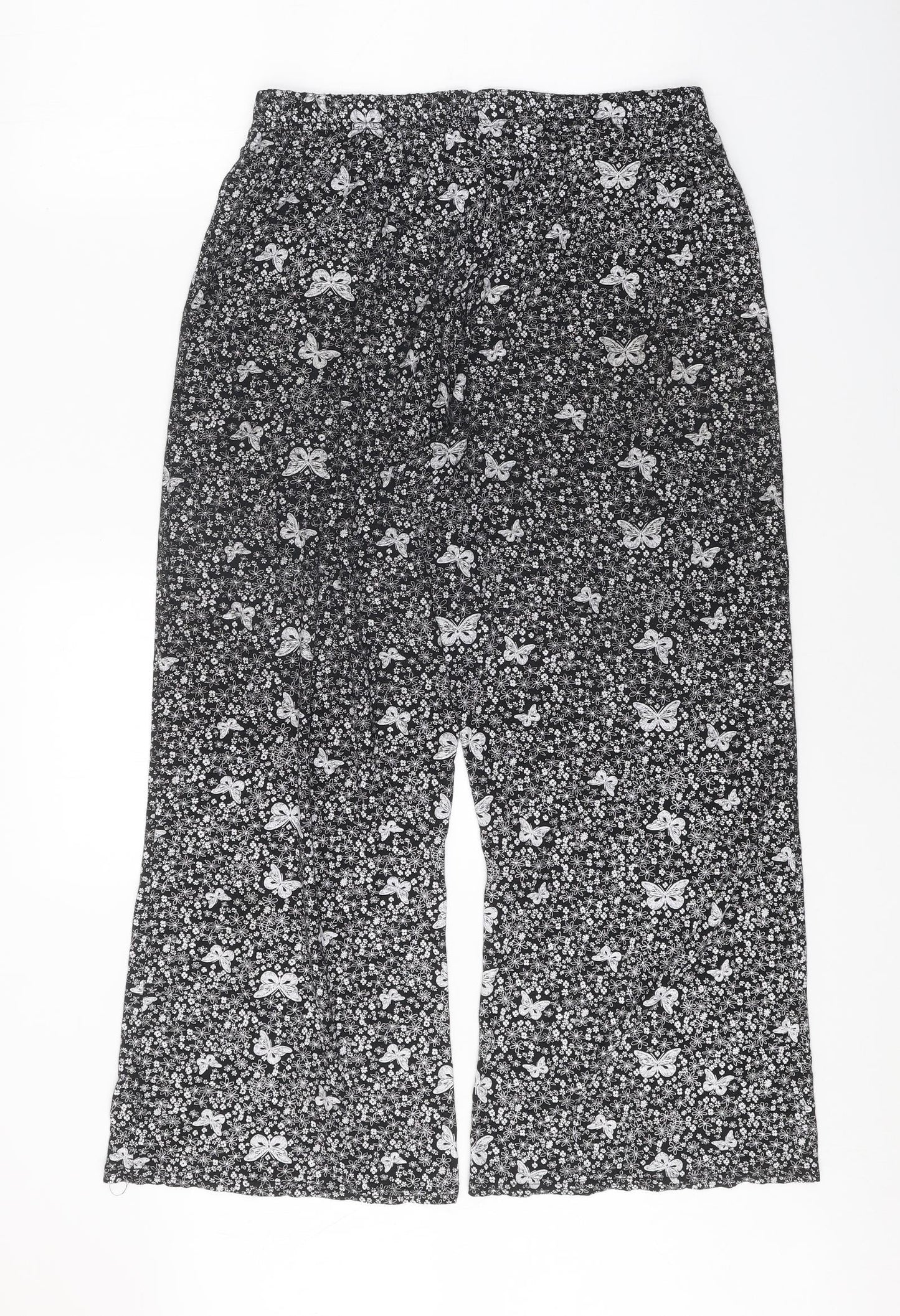 Preworn Womens Black Geometric Viscose Trousers Size 29 Regular - Butterfly