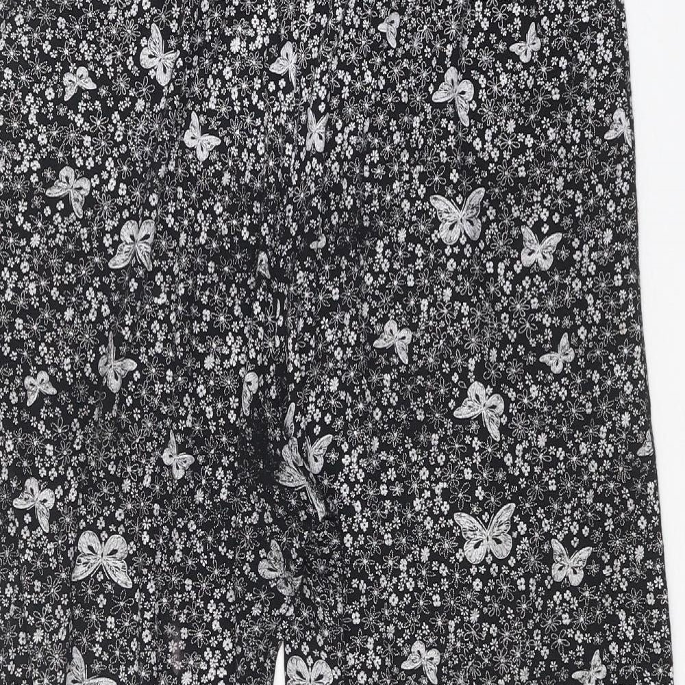 Preworn Womens Black Geometric Viscose Trousers Size 29 Regular - Butterfly