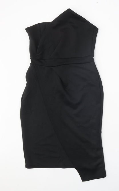 Womens Black Cotton Shift Size L Off the Shoulder Zip