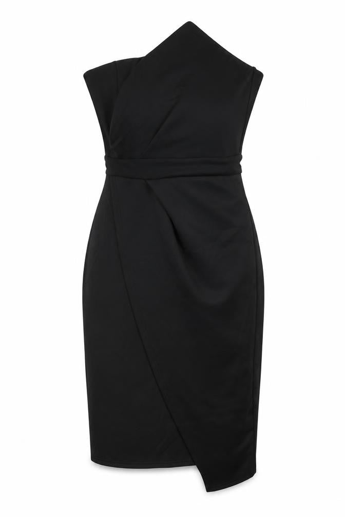 Preworn Womens Black Cotton Shift Size L Off the Shoulder Zip