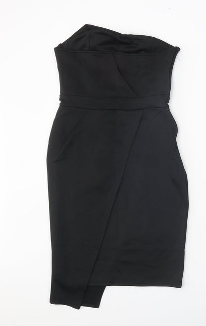 Womens Black Cotton Shift Size L Off the Shoulder Zip