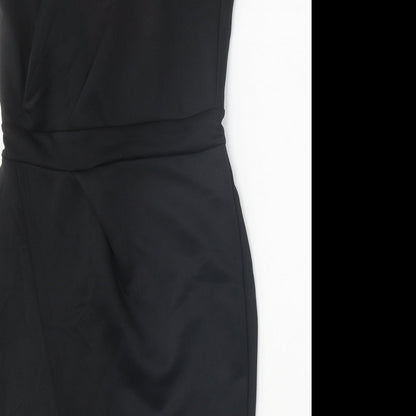 Womens Black Cotton Shift Size L Off the Shoulder Zip