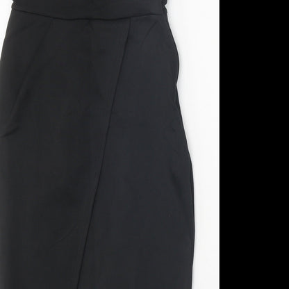 Womens Black Cotton Shift Size L Off the Shoulder Zip