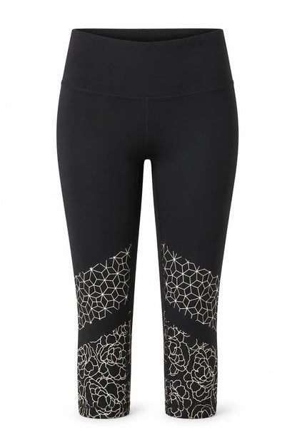 RBX Womens Black Geometric Polyester Cropped Leggings Size XS Regular Pullover