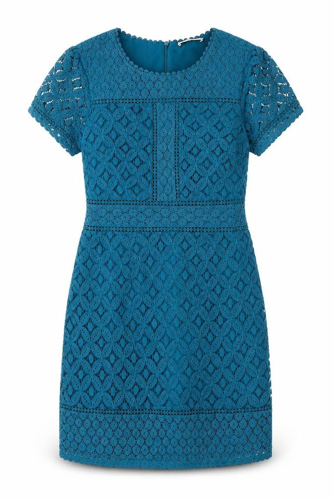 Oasis Womens Blue Cotton Sheath Size L Round Neck Zip