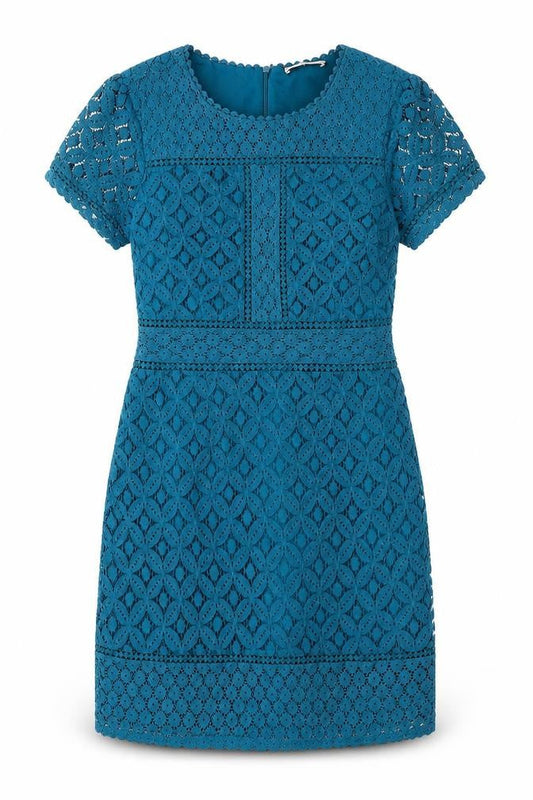 Oasis Womens Blue Cotton Sheath Size L Round Neck Zip
