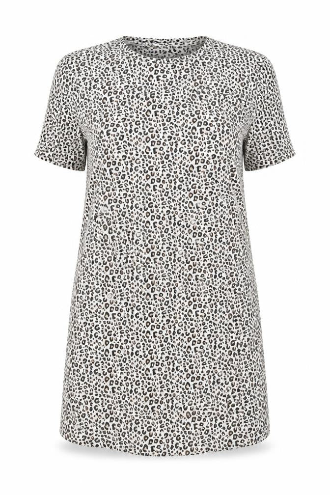 Marks & Spencer Womens Beige Animal Print Viscose Shift Size 10 Round Neck Pullover - Leopard print