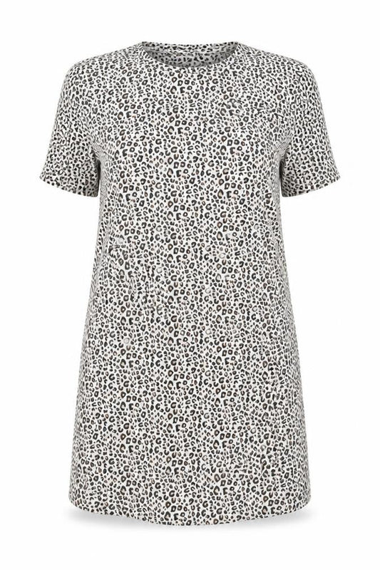 Marks & Spencer Womens Beige Animal Print Viscose Shift Size 10 Round Neck Pullover - Leopard print