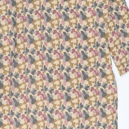 Womens Beige Geometric Polyester Shift One Size Round Neck Pullover