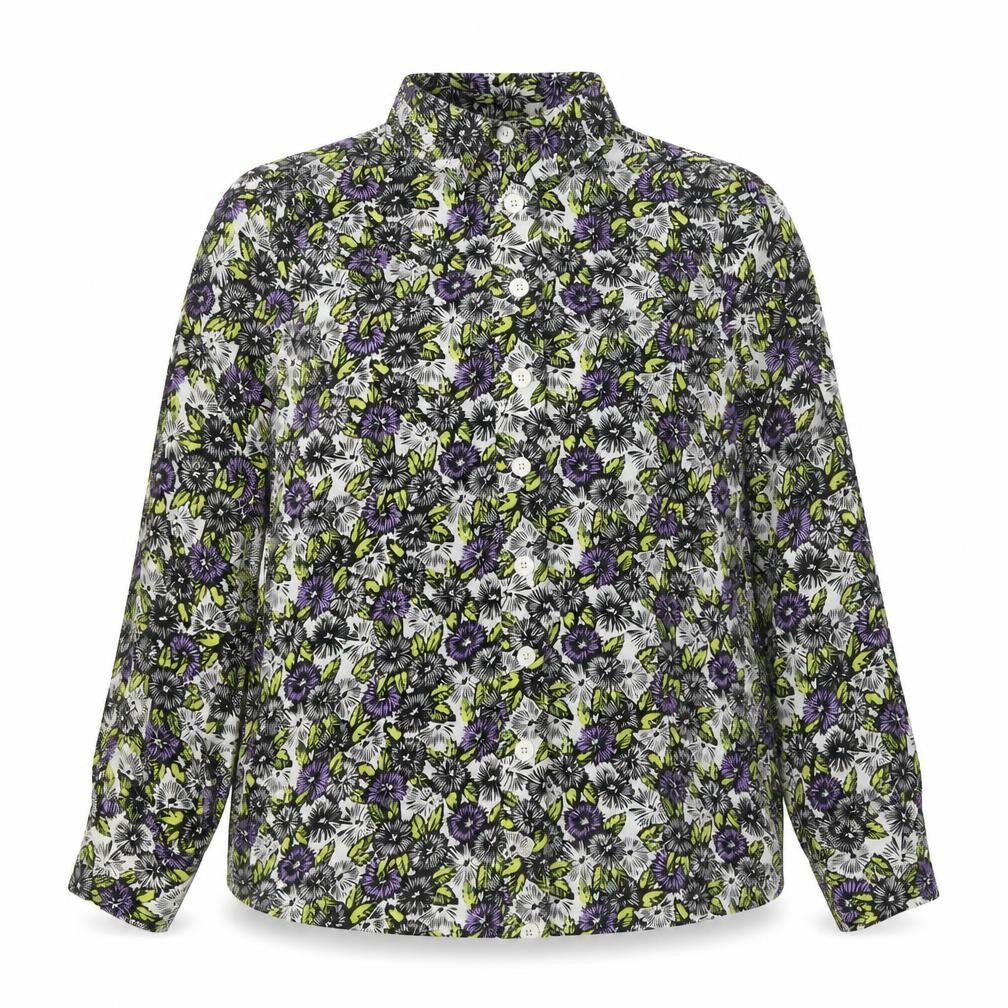 NEXT Womens Beige Floral Polyester Basic Button-Up Size 14 Collared