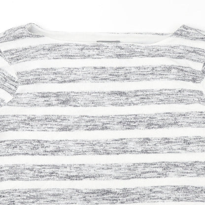 Phase Eight Womens White Boat Neck Striped Viscose Pullover Jumper Size 10 - Chiffon Hem