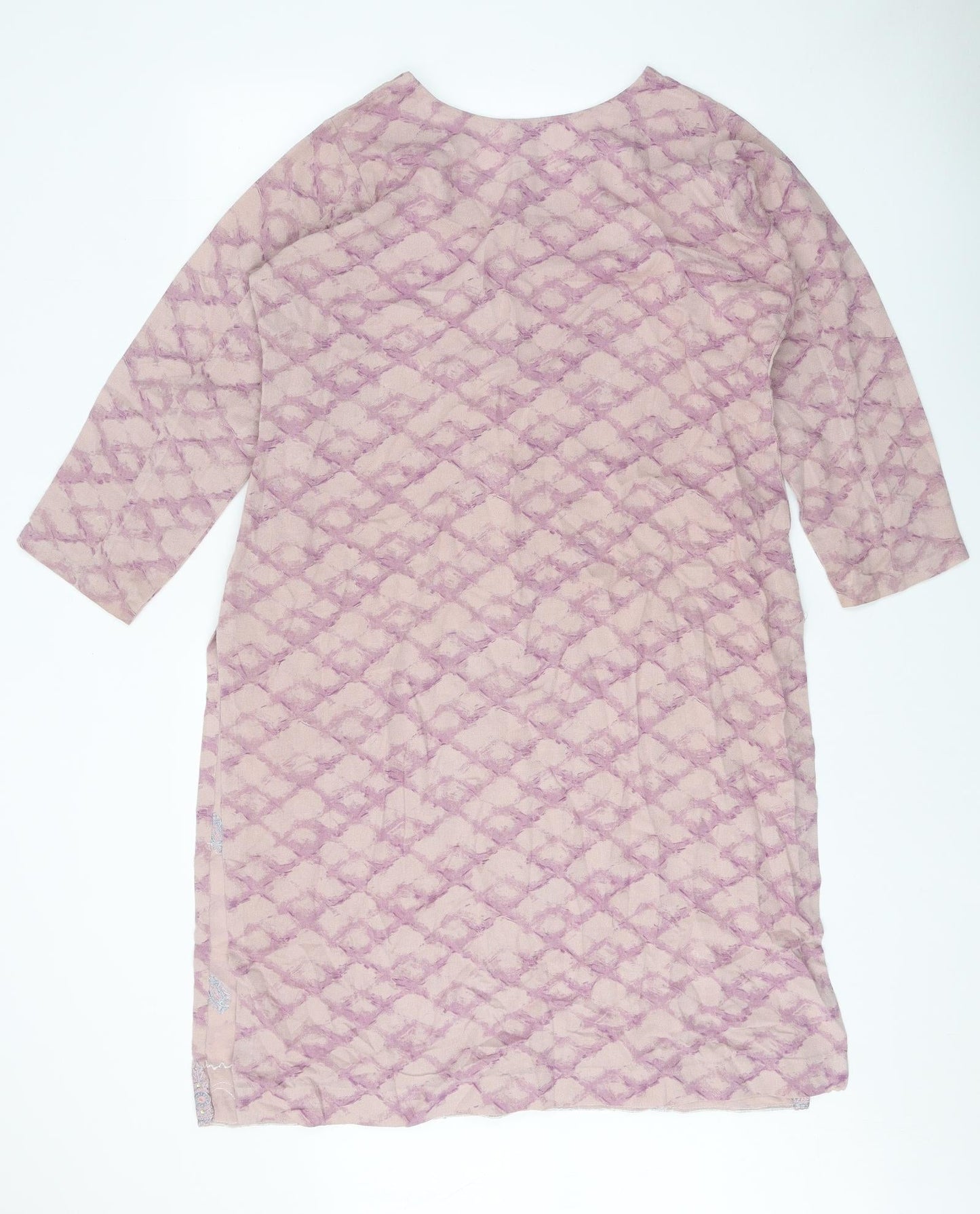 Preworn Womens Pink Geometric Polyester Shift One Size Square Neck Pullover